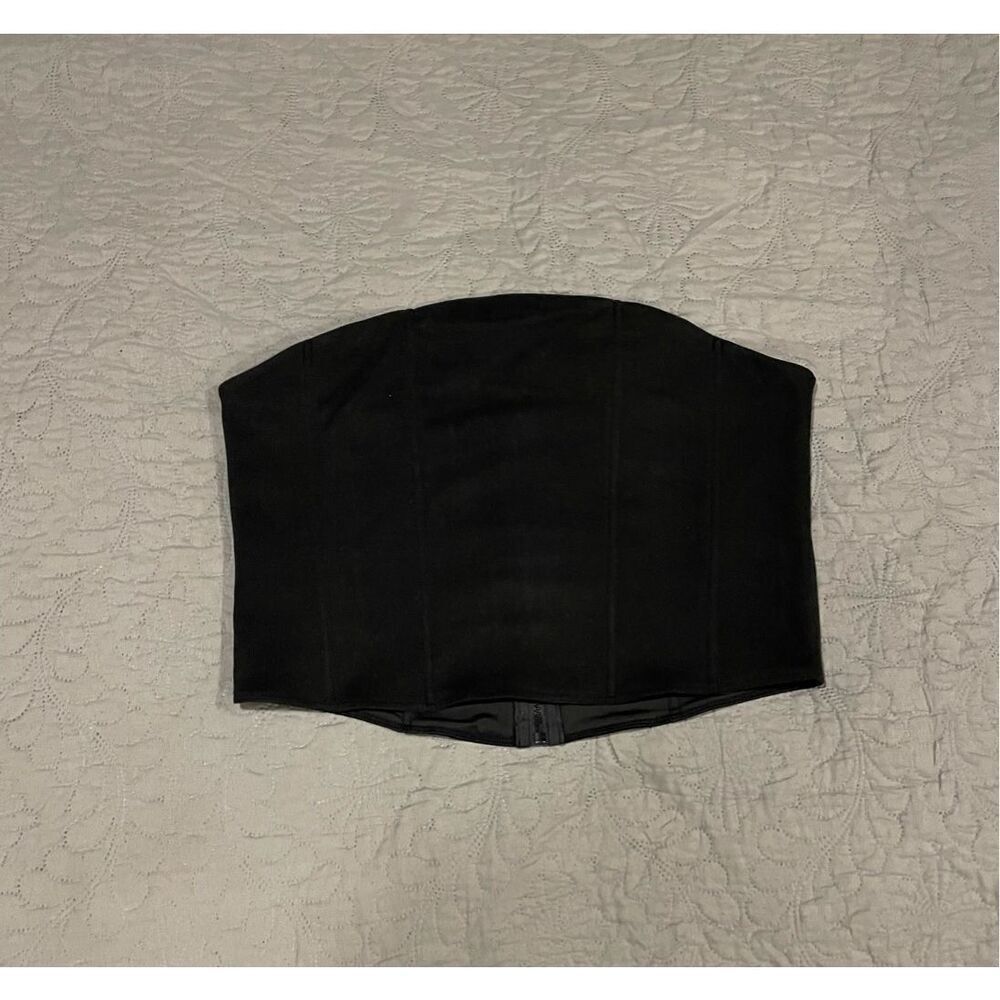 Black Crop Tube Top Zip Back 2XL Soft New